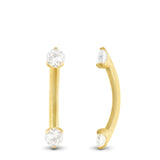 Piercing daith rook or jaune 18 carats deux zircons 2,5 mm