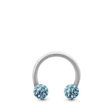 White gold tragus piercing: horseshoe with Swarovski crystal balls