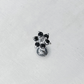 Piercing de lèvre vissable avec fleur en or blanc et zircons noirs