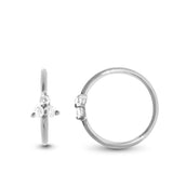 White gold helix piercing ring to spread with zircon clover
