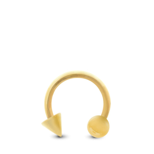 Piercing helix en or jaune : fer à cheval avec boule et pointe à visser