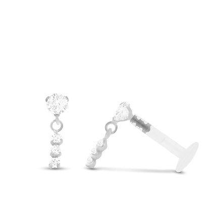 Piercing or blanc avec pendentif clipable orné d’oxydes de zirconium blancs pour l’hélix