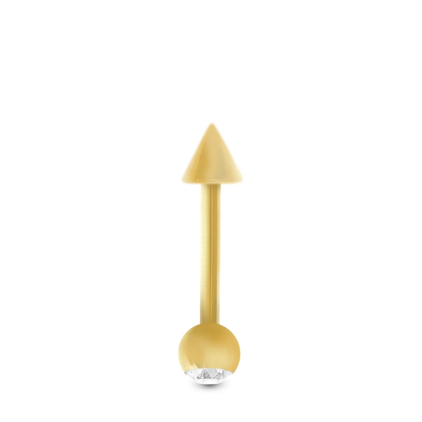 Piercing helix en or jaune : barre droite avec boule brillante et pointe à visser
