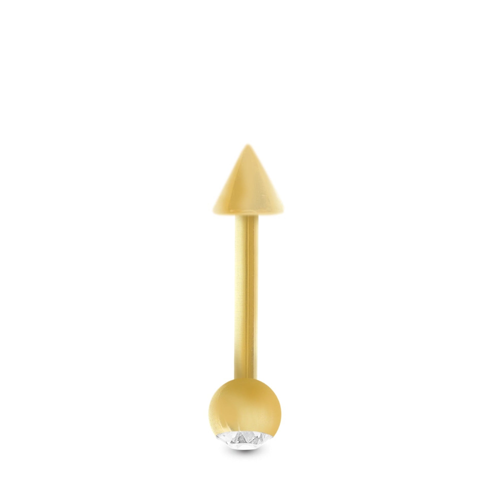 Piercing helix en or jaune : barre droite avec boule brillante et pointe à visser