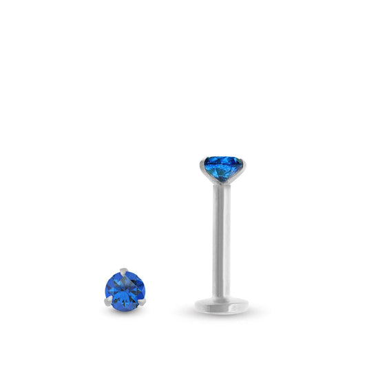 Piercing hélix en or blanc, avec saphir véritable de 0,05 carats, modèle vissable élégant et sécurisé.
