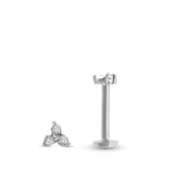 White gold helix piercing with three zircons (screwable)