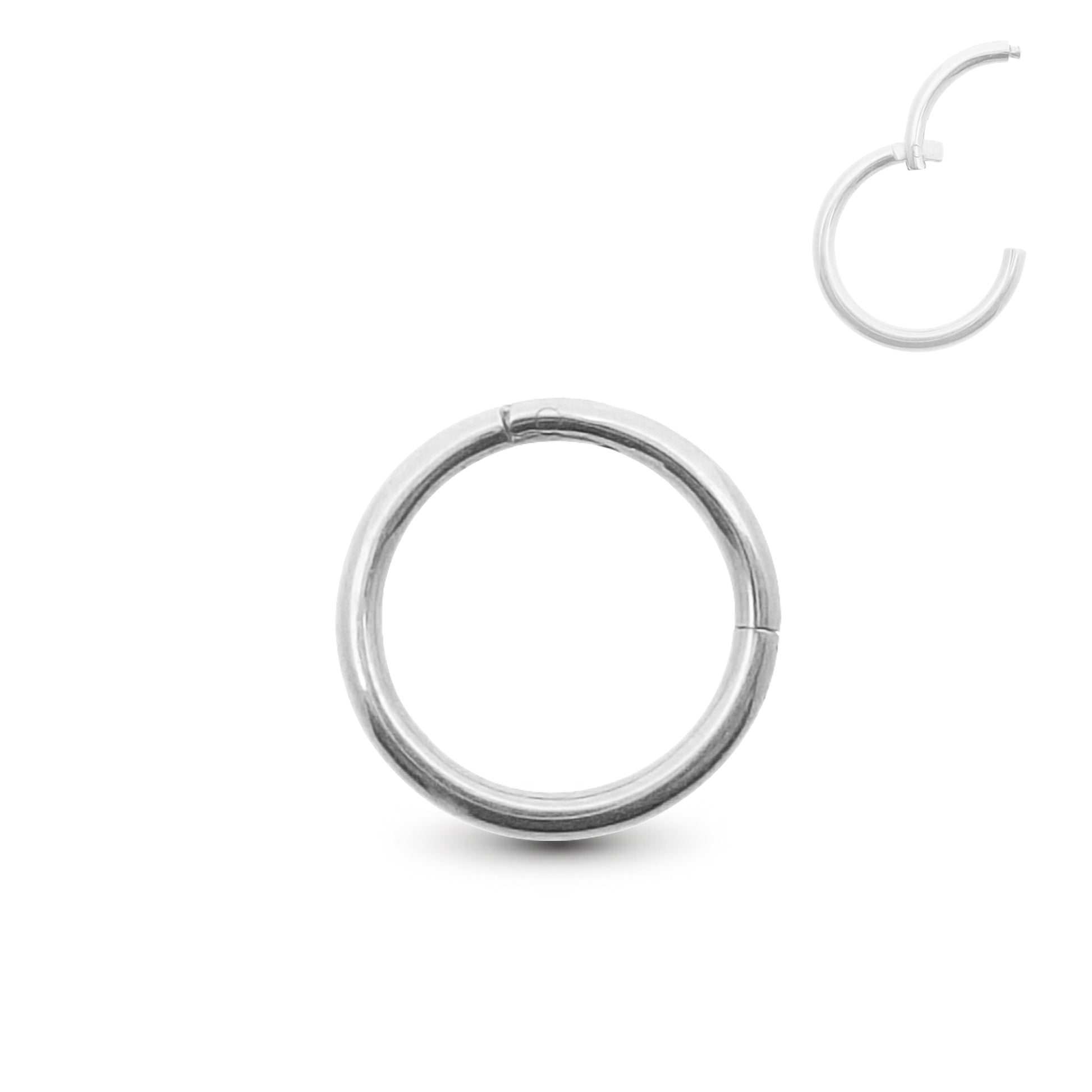 Anneau de piercing sexe clicker en or blanc 18 carats épaisseur 1,6 mm avec fermeture à pression pose manuelle pour piercing intime