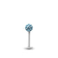 Piercing avec labret en or blanc et boule vissable en Cristal premium bleu clair