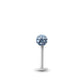 Piercing avec labret en or blanc et boule vissable en cristal premium bleu foncé