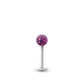 Piercing avec labret en or blanc et boule vissable en Cristal premium fuschia