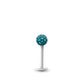 Piercing avec labret en or blanc et boule vissable en Cristal premium turquoise