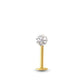 Piercing or jaune et boule cristal à visser (vissage interne)
