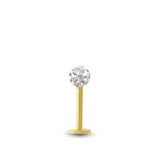 Piercing labret or jaune 18 carats avec boule Cristal Premium