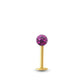 Piercing avec labret en or jaune et boule vissable en Cristal premium fuchsia