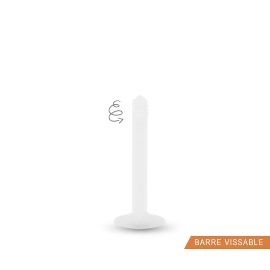 Piercing labret en bioplast avec pas de vis externe