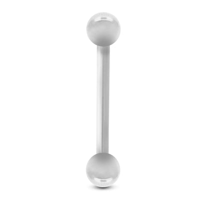 Piercing pour la langue avec barre et boules vissables or blanc 18k