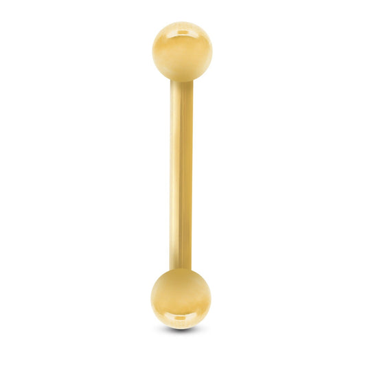 Piercing pour la langue avec barre et boules vissables or jaune 18k