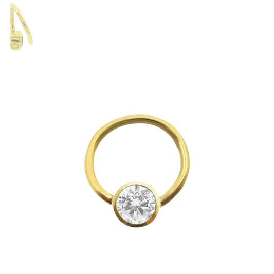 Piercing anneau microdermal en or jaune 18 carats avec brillant