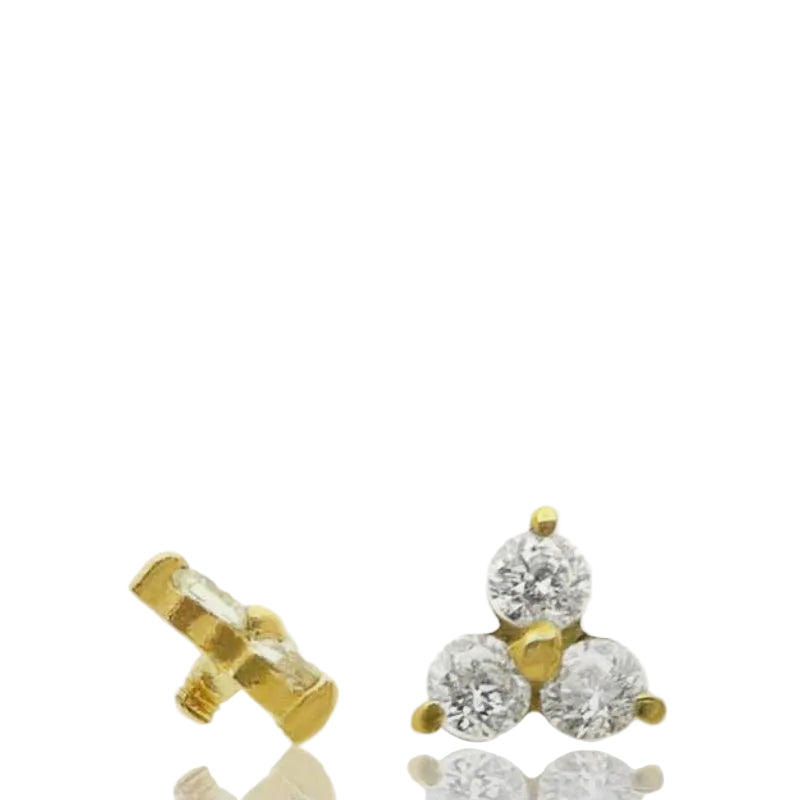Piercing microdermal motif trèfle en or jaune 18 carats