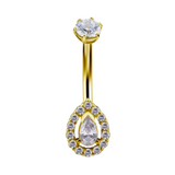 Piercing de nombril en or jaune 18K goutte d’eau