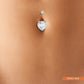 White gold heart navel piercing with zirconium oxide (8mm)