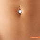 Yellow gold navel piercing with zirconium oxide heart 10mm