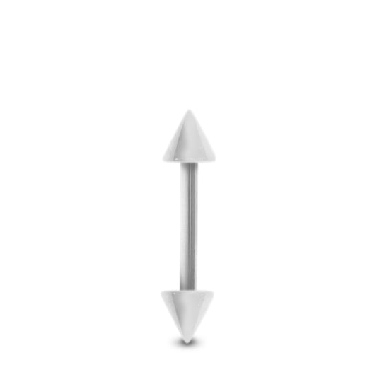 Barre droite en or blanc avec pics pour piercing.