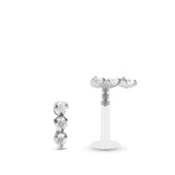 Piercing hélix or blanc avec trois oxydes zirconium blancs