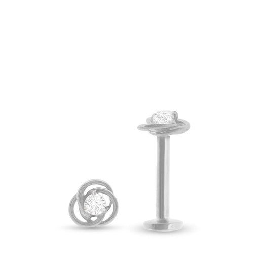 Piercing d’hélix en or blanc avec rose (fleur) à visser