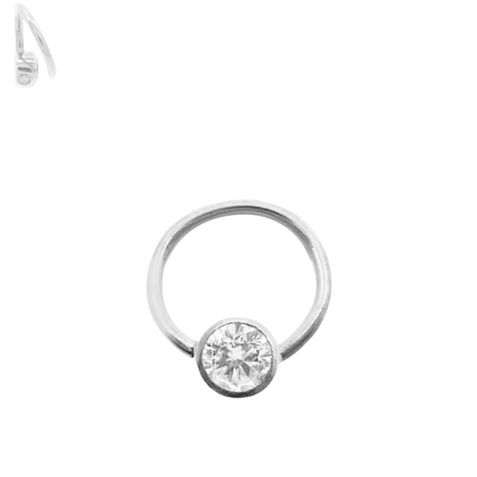 Piercing anneau microdermal en or blanc 18 carats avec brillant