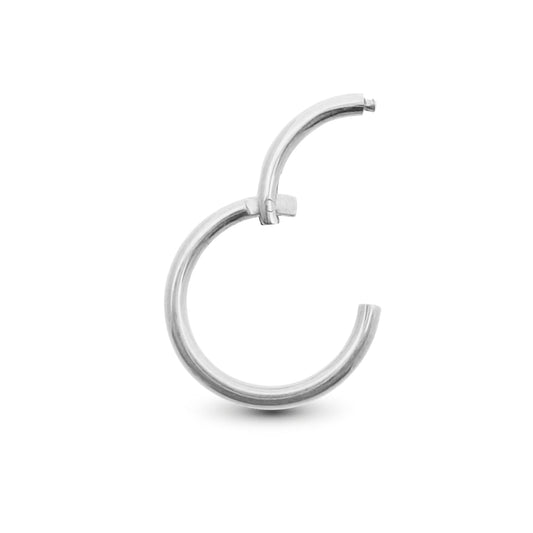 Anneau de piercing téton clicker en or blanc 18 carats épaisseur 1,6 mm avec fermeture à pression pose manuelle ouvert