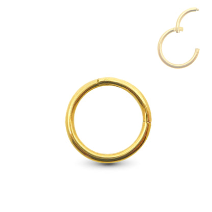 Anneau de piercing téton clicker en or jaune 18 carats épaisseur 1,6 mm avec fermeture à pression pose manuelle