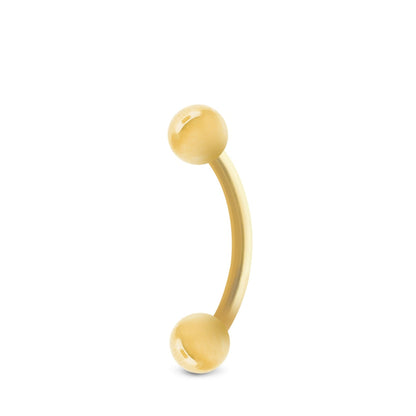 Barre courbe avec deux boules vissables en or jaune pour le piercing de tragus