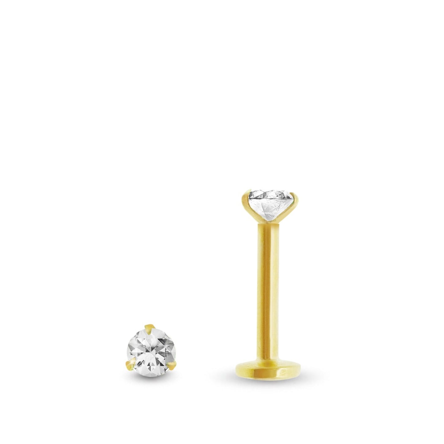 Piercing tragus en or jaune, serti d’un diamant de 0,03 carats, modèle vissable élégant et sécurisé.