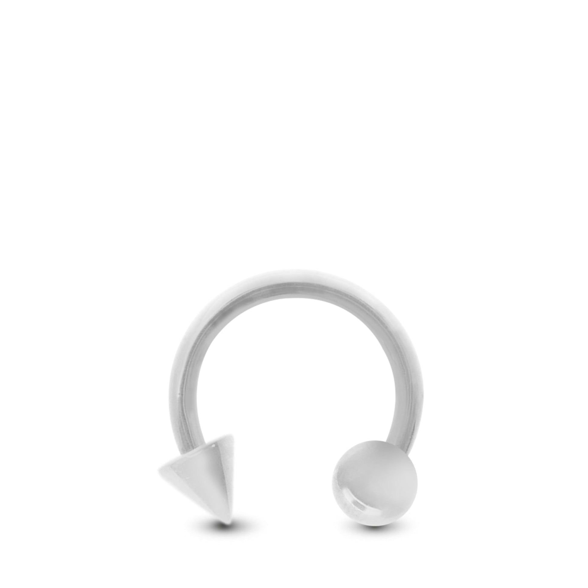 Piercing de tragus en or blanc : fer à cheval avec boule et pointe à visser