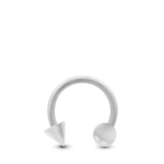Piercing de tragus en or blanc : fer à cheval avec boule et pointe à visser