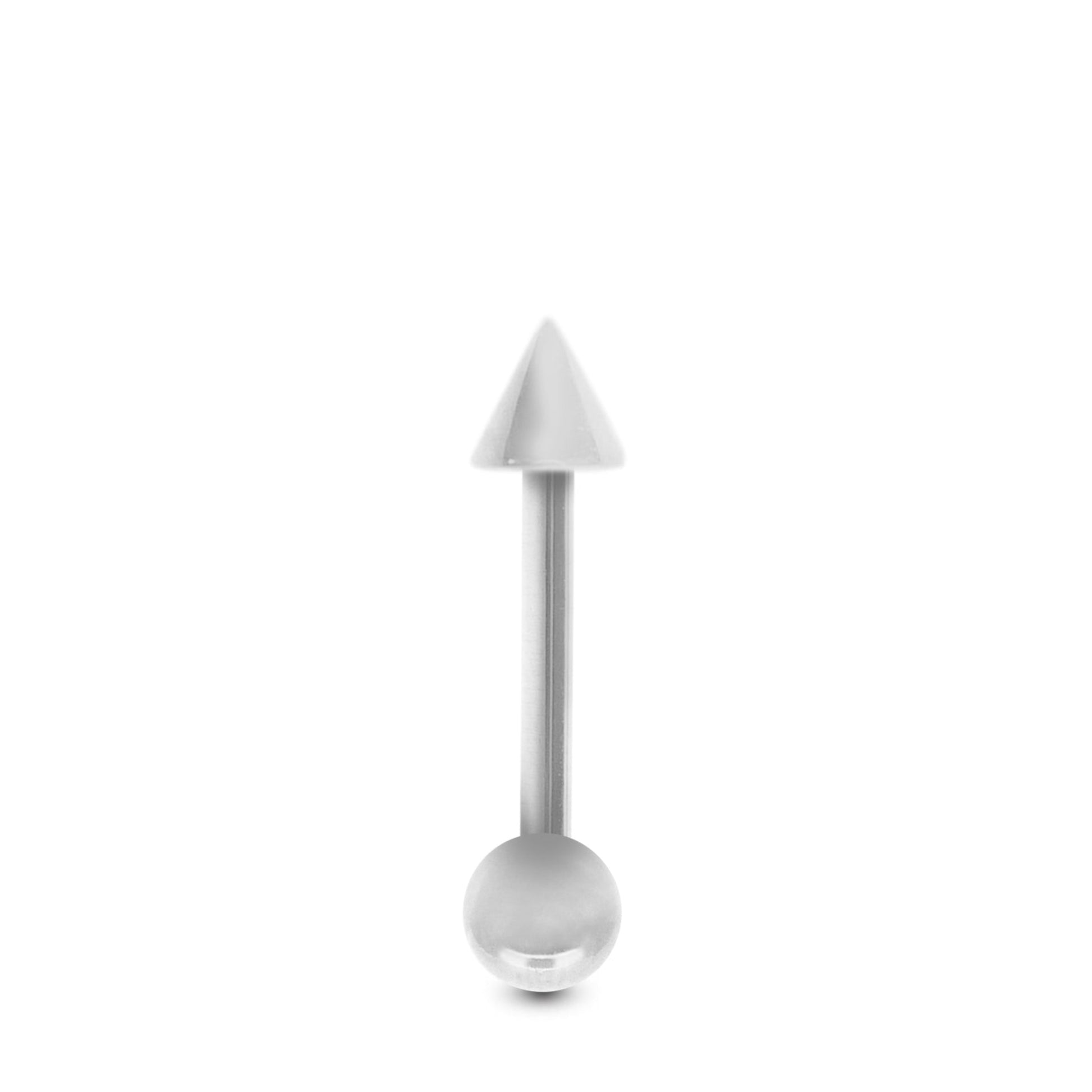Piercing tragus en or blanc avec barre droite, boule et pic vissable