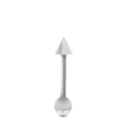 Piercing tragus en or blanc avec barre droite, boule et pic vissable