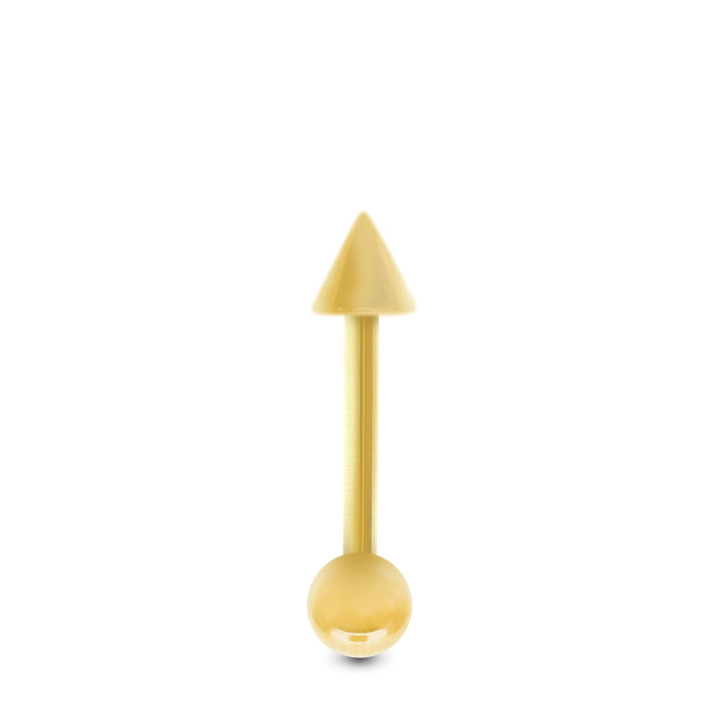 Piercing tragus en or jaune avec barre droite, boule et pic vissable