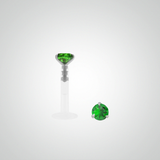 Piercing or blanc avec oxyde de zirconium vert