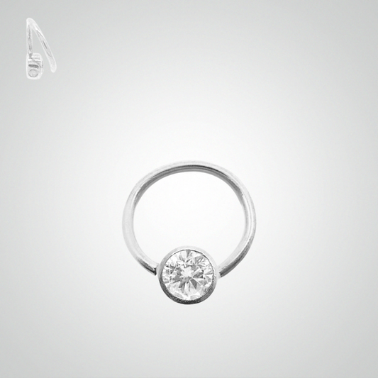 Piercing anneau microdermal or blanc avec brillant