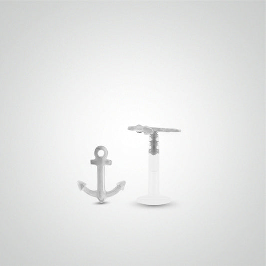 Piercing de tragus ancre marine en or blanc