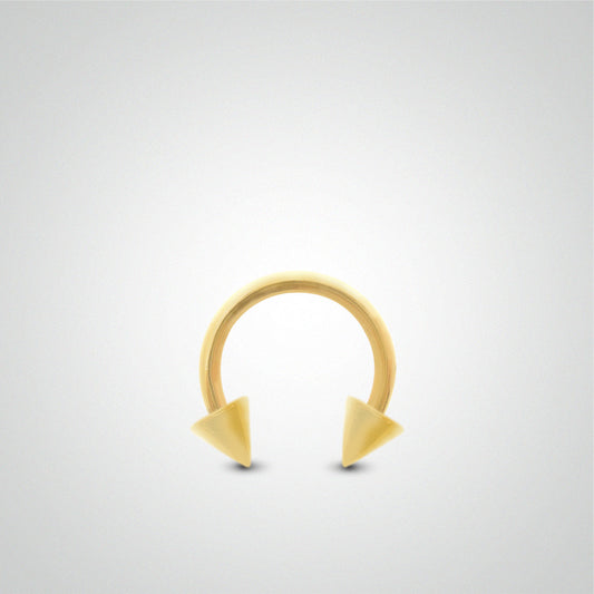 Piercing fer à cheval en or jaune avec pics (1,2mm)
