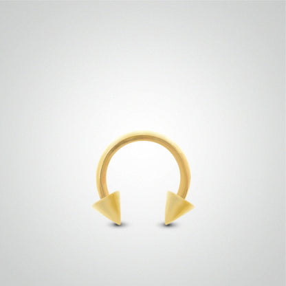 Piercing fer à cheval en or jaune avec pics (1,2mm)