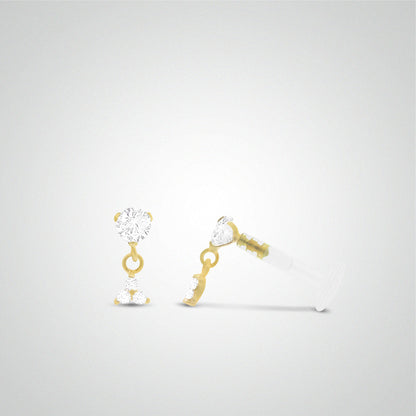 Piercing helix or jaune pendentif avec trèfle trois oxydes de zirconium