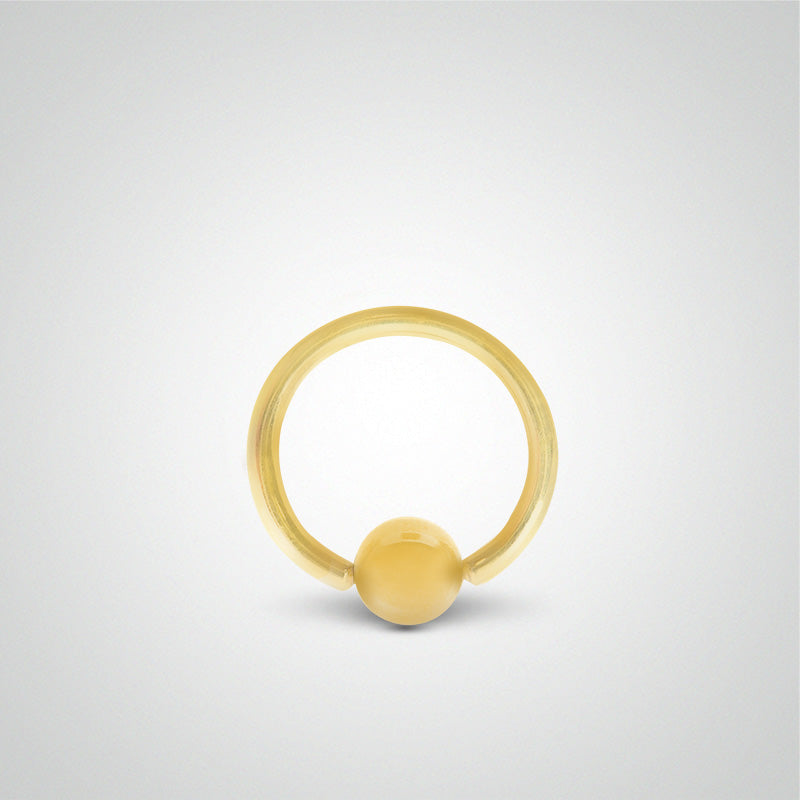 Piercing anneau avec boule en or jaune (1,6mm)