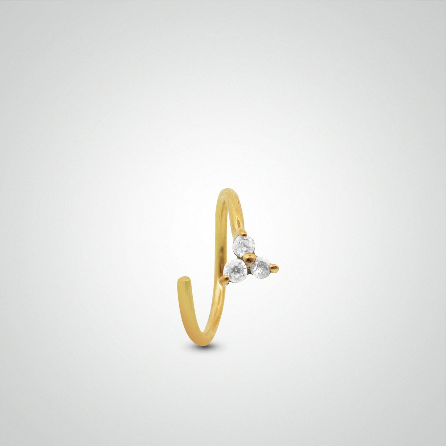 Piercing d'hélix anneau or jaune à écarter avec trèfle zircon