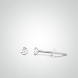 Boucle d'oreille en or blanc avec zircon blanc