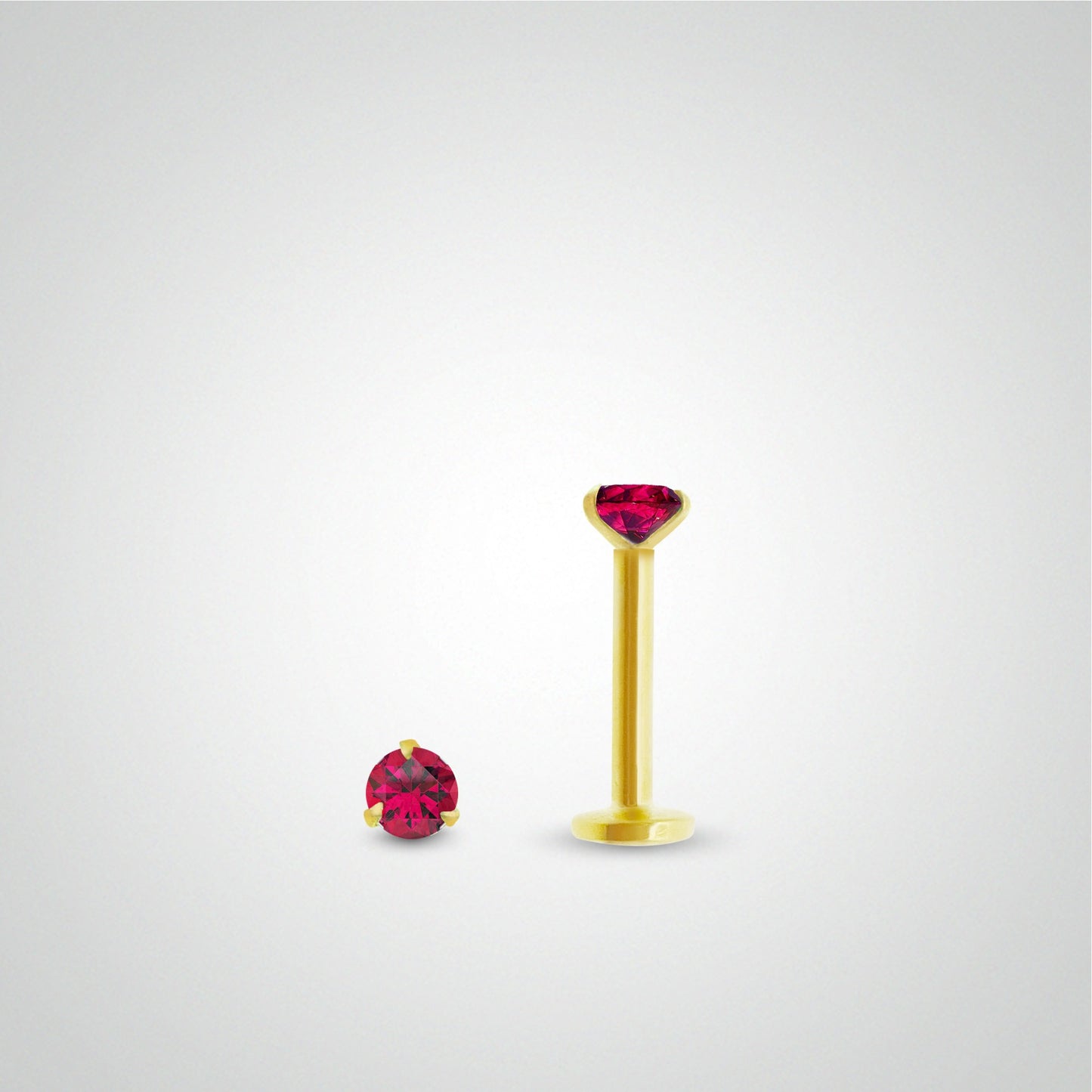 Boucle d'oreille rubis 0,05 carats en or jaune