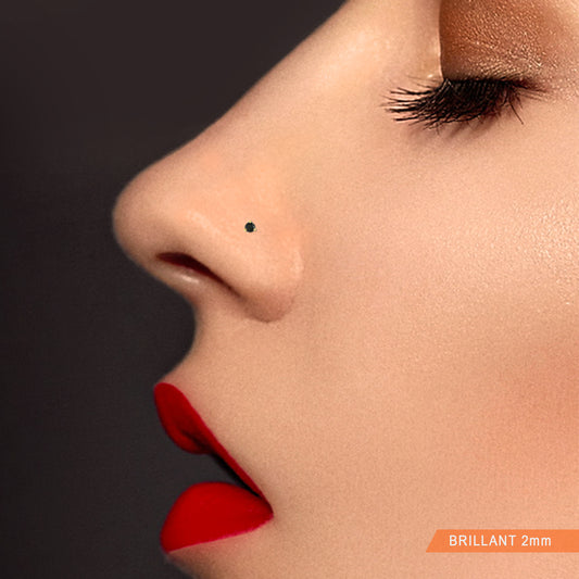 Piercing de nez zircon noir en or jaune 18 carats